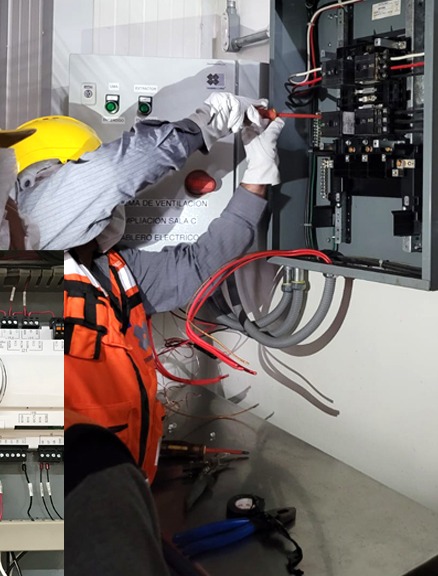 Técnico de Thermo Clima realizando conexiones en tablero eléctrico